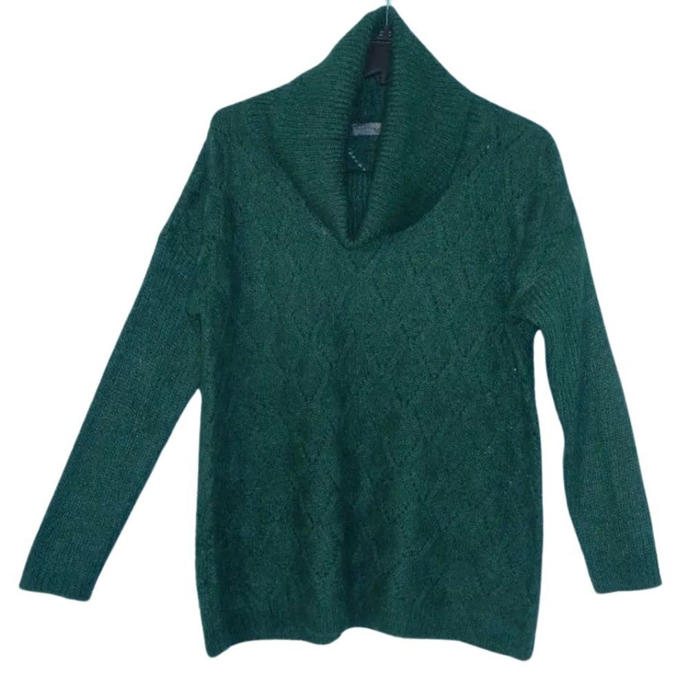 NWOT Elsamanda Green Mohair Cowl Neck Oversized Sweater. Made in Italy. Medium - Picture 8 of 11